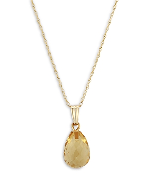 Photos - Pendant / Choker Necklace Bloomingdale's Citrine Briolette Pendant Necklace in 14K Yellow Gold, 18 