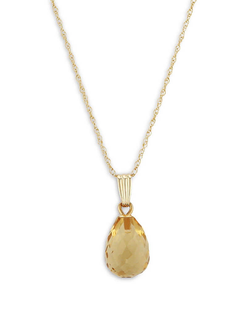 Bloomingdale's Citrine Briolette Pendant Necklace In 14k Yellow Gold, 18 - Exclusive In Citrine