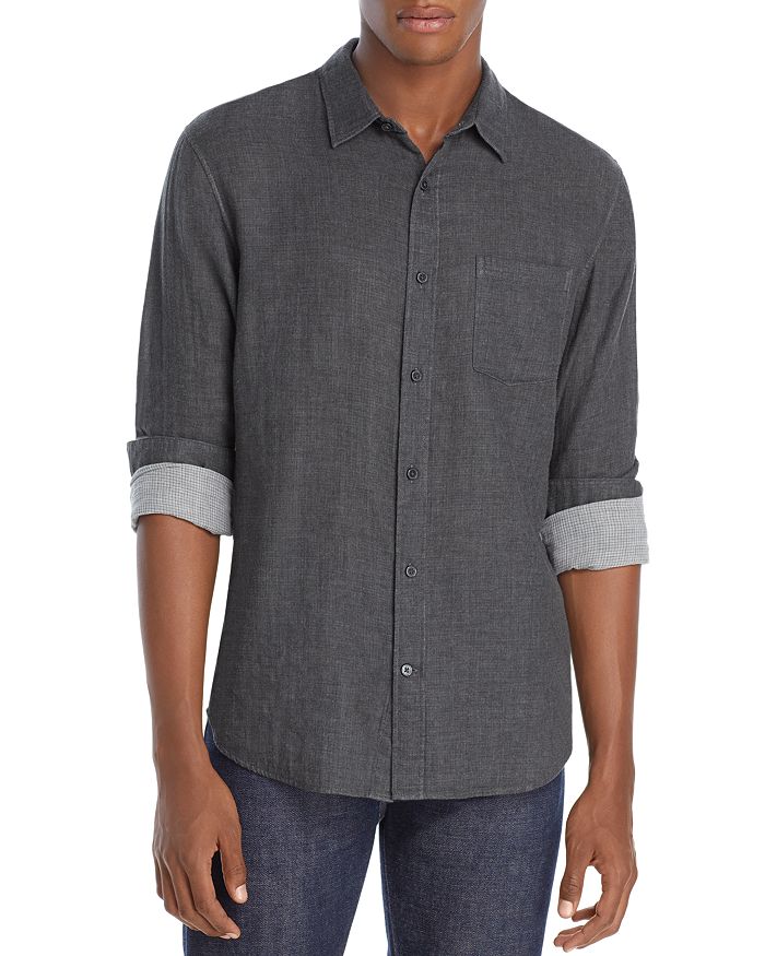 Vince Classic Fit Double Face Button-up Shirt In Heather Black