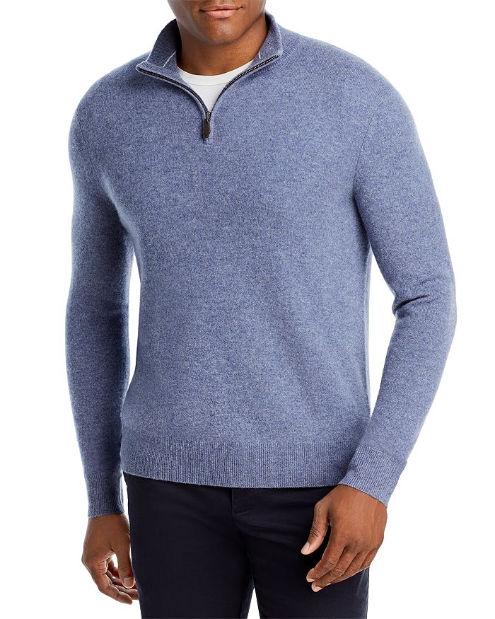 The Men's Store At Bloomingdale's Cashmere Half-zip Sweater - 100% Exclusive In Light Steel Blue