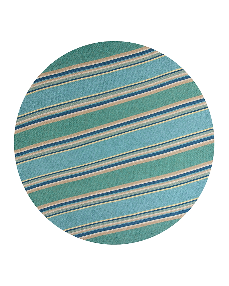 Kas Harbor Stripes 4230 Ocean 7'6" Indoor/outdoor Round Area Rug In Blue