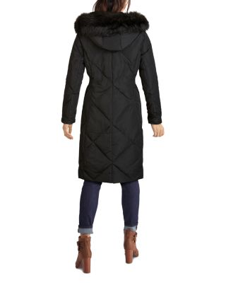 cole haan belted faux fur hood coat