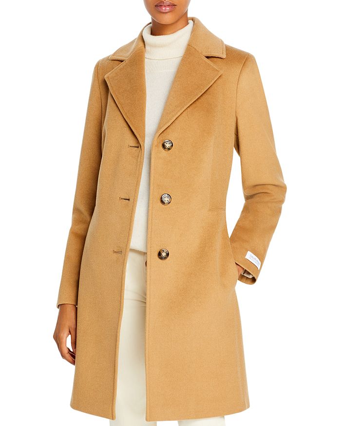 Calvin Klein Mid-length Coat In Camel