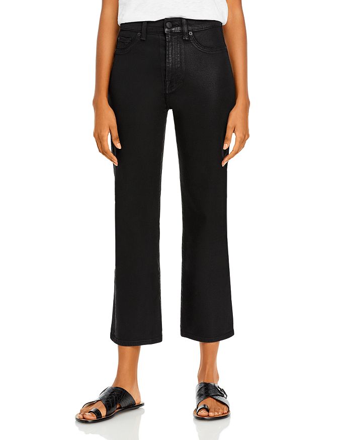7 For All Mankind Slim High Cropped Flare Jeans in Coated Bloomingdale's