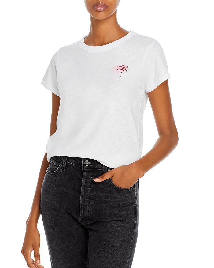 Rag Bone Triple Palm Tree Tee In White Modesens