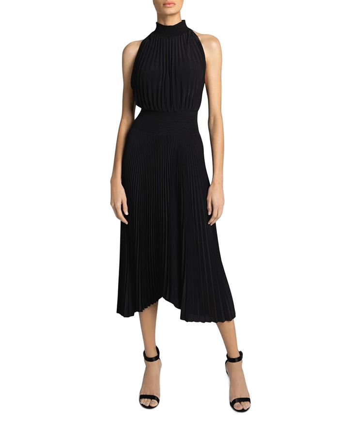 Shop A.l.c Renzo Pleated Midi Dress In Black