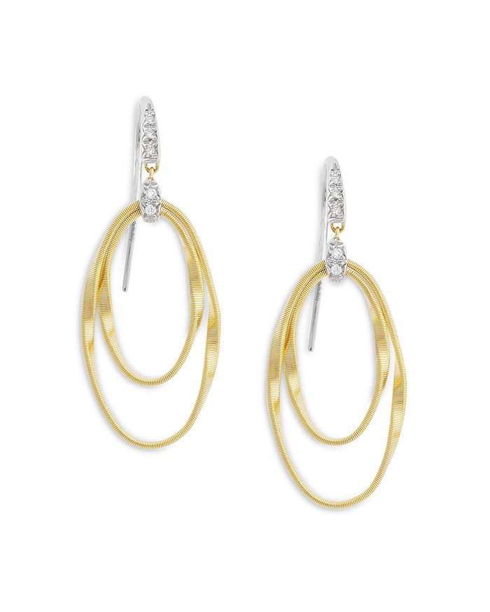 Shop Marco Bicego 18k Yellow Gold Onde Double Loop Hook Earrings In Yellow/white Gold