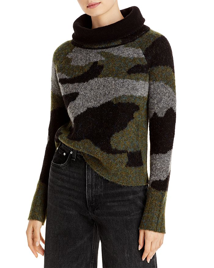 Aqua Curve Plus Size Knit Camo Turtleneck Sweater - 100% Exclusive In Green Camo