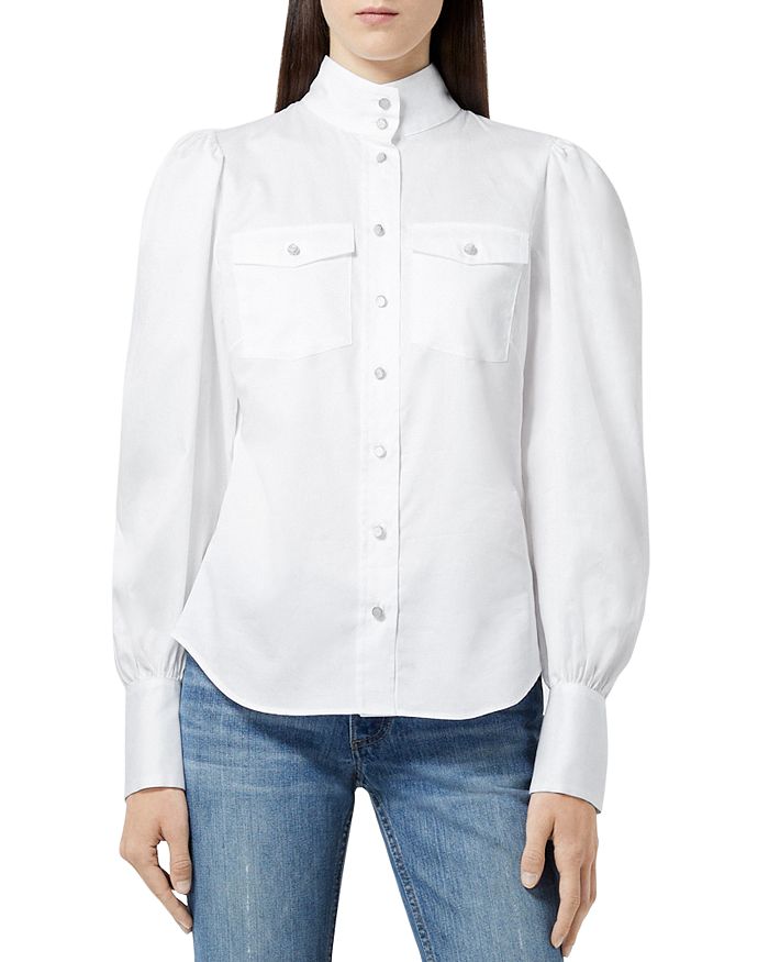 THE KOOPLES HIGH NECK PUFF SLEEVE BLOUSE,FCCL21016K