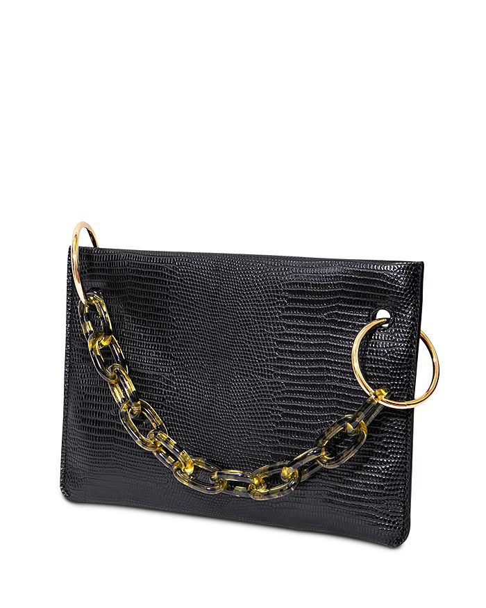 House Of Want Chill Small Clutch In Black Lizard