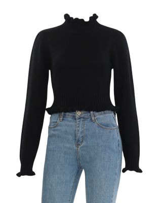 ruffle mock neck sweater