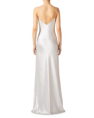 silver silk evening gown