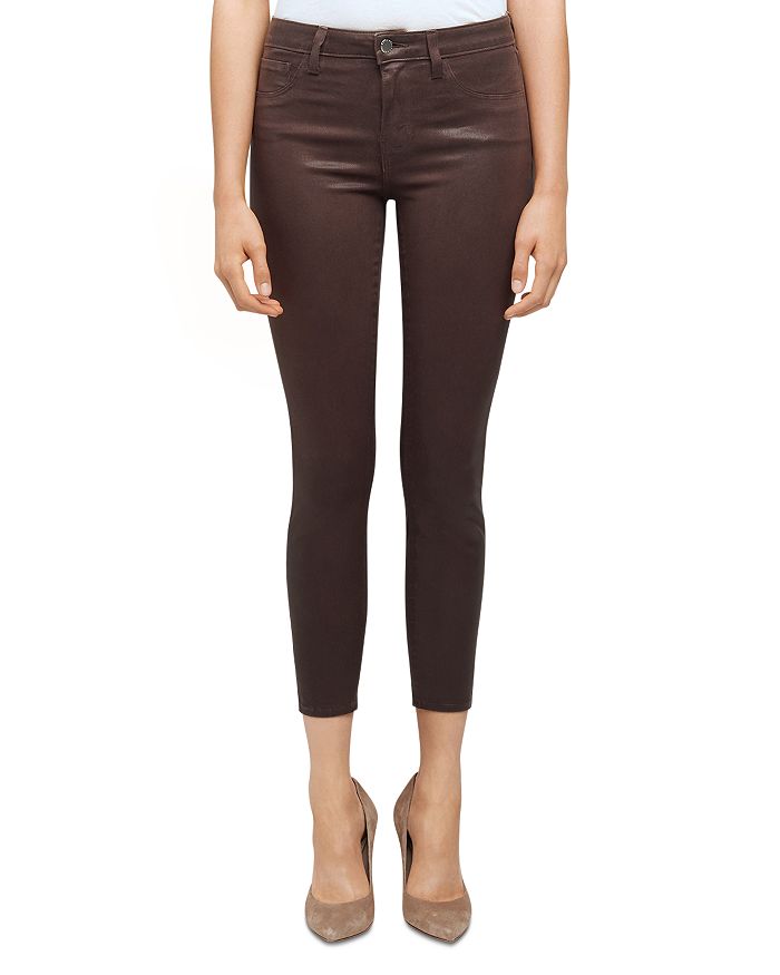L'agence Marguerite Coated High Waist Skinny Jeans In Cocoa Coated