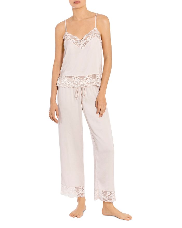 In Bloom By Jonquil Lace Trim Cami & Cropped Pants Pajama Set In Champagne