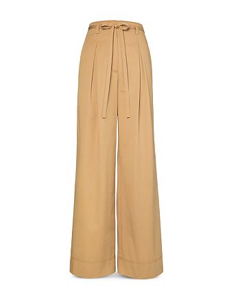 Tory Burch Cotton Twill Wide Leg Trousers | Bloomingdale's