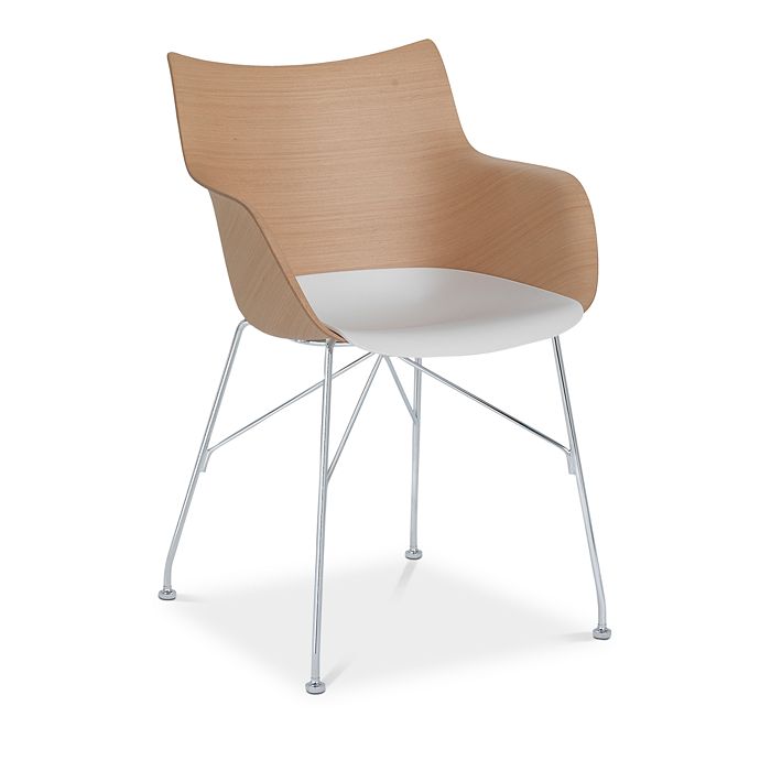 Shop Kartell Q Basic Veneer Dining Chair In Light Wood/chrome Legs