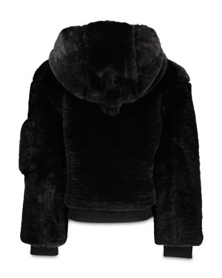 girls hooded fur coat