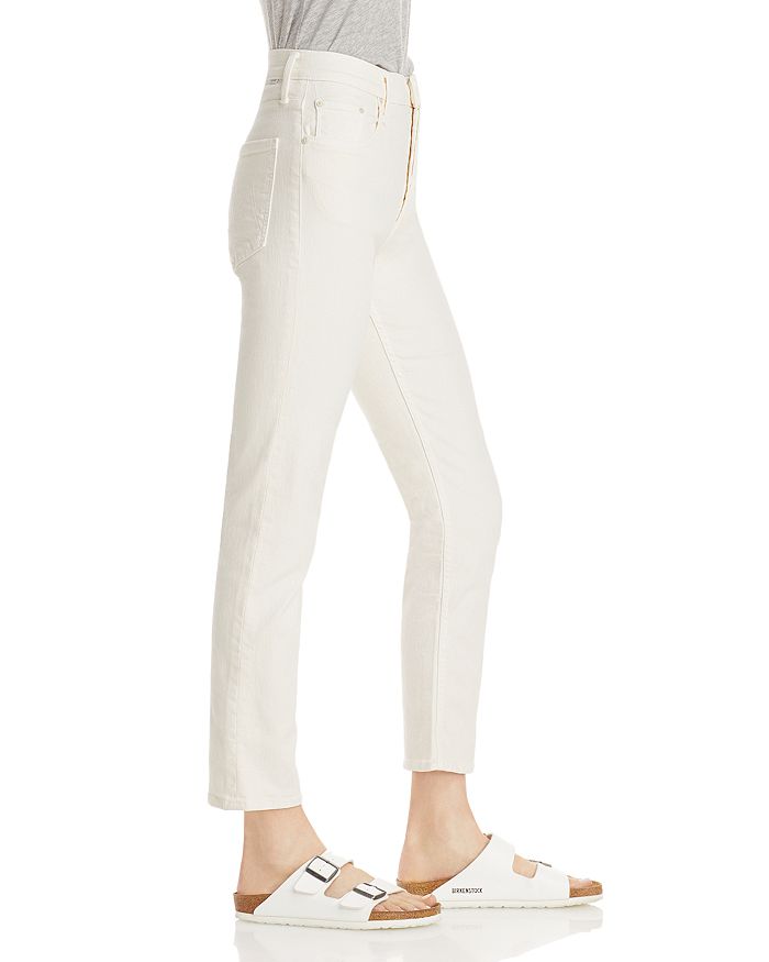 Shop Mother The Tomcat Straight Ankle Jeans In Cream Puff