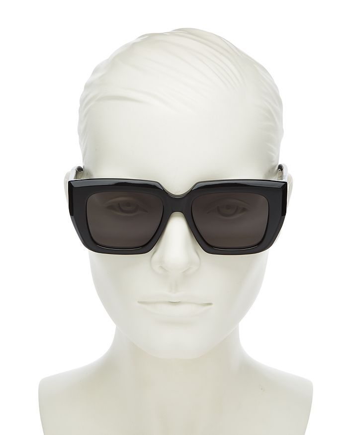 Shop Bottega Veneta Square Sunglasses, 52mm In Shiny Black