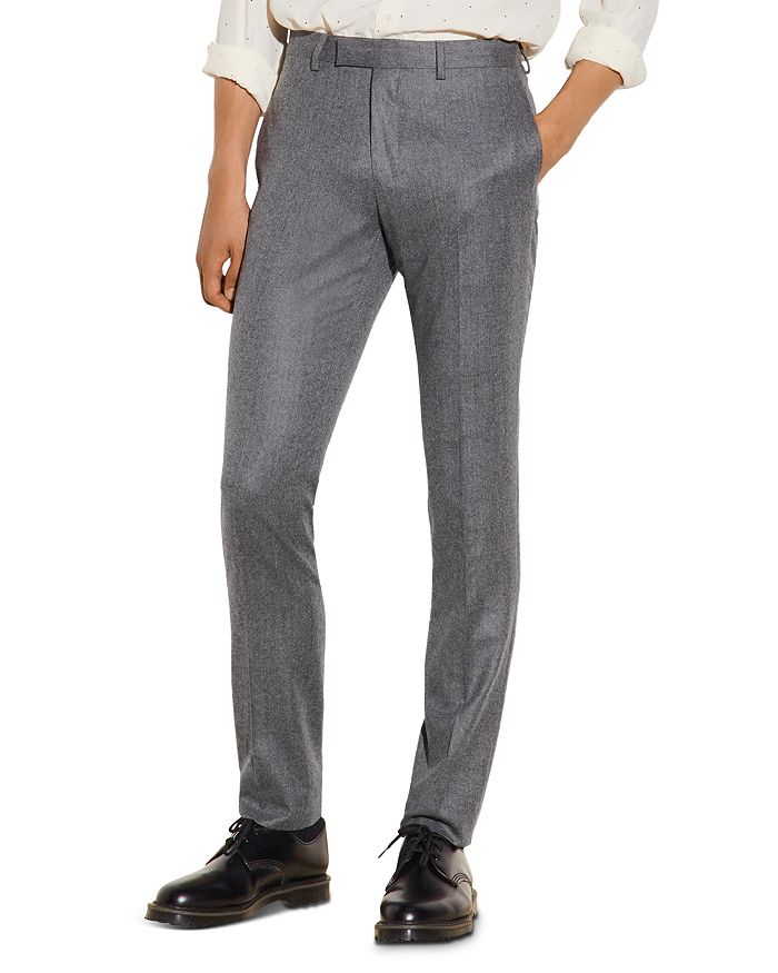 Sandro 120s Wool Flannel Suit Pants In Gray