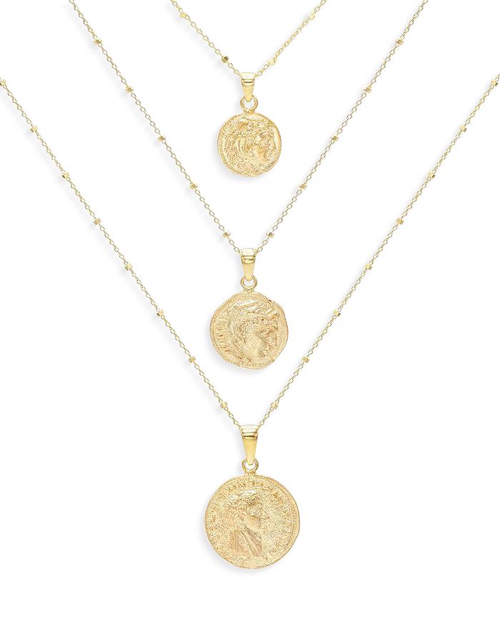 ADINAS JEWELS COIN PENDANT NECKLACES, SET OF 3,A701GLD