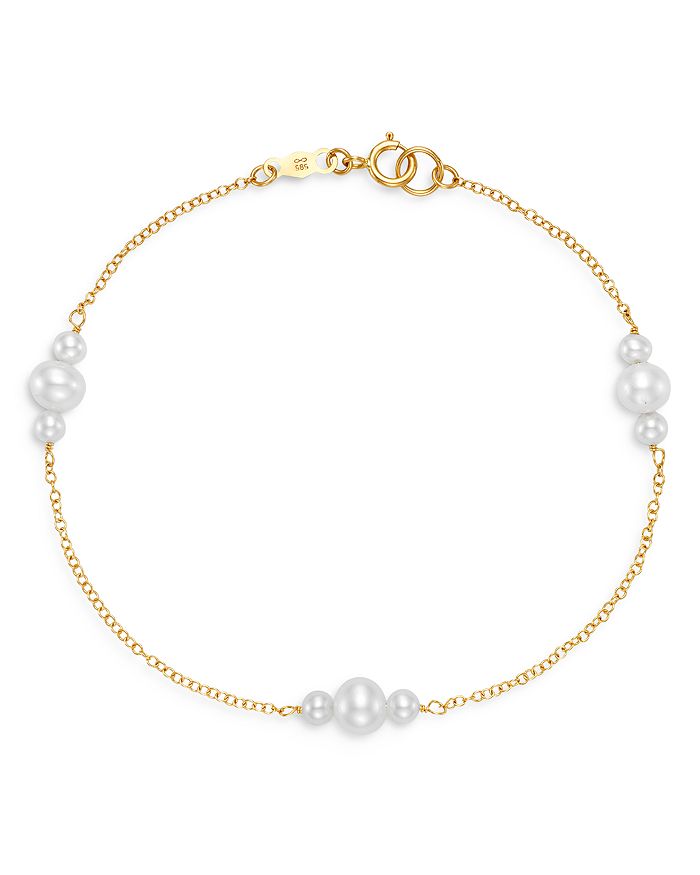 Bloomingdale's Cultured Freshwater Pearl Station Bracelet In 14k Yellow Gold - 100% Exclusive
