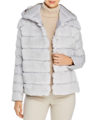 Maximilian Furs Quilted Rabbit Fur Coat 100% Exclusive In Cloud