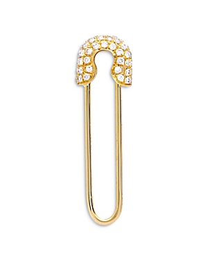 14K Yellow Gold Diamond Safety Pin Drop Earring