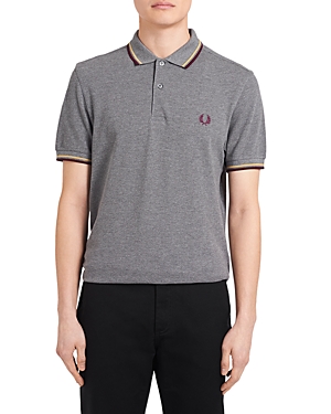 Fred Perry Twin Tipped Slim Fit Polo In Gray Marl