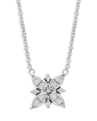 Bloomingdale's Diamond Flower Pendant Necklace In 14K White Gold, 0.25 ...