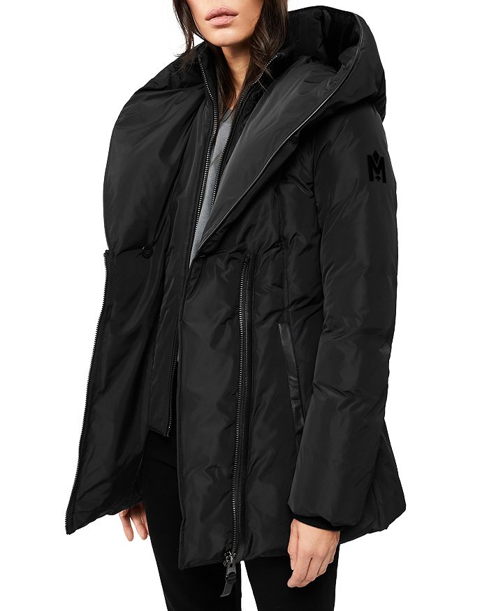 Shop Mackage Adali Asymmetric Hooded Coat In Black