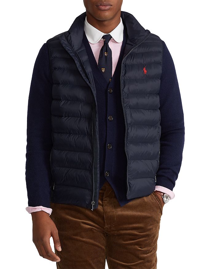 Shop Polo Ralph Lauren Nylon Packable Quilted Vest In Collection Navy