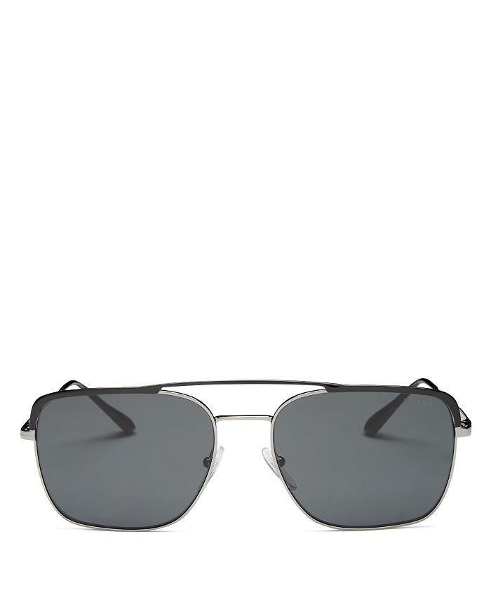 Prada Men's Brow Bar Aviator Sunglasses, 59mm In Black/gunmetal/gray