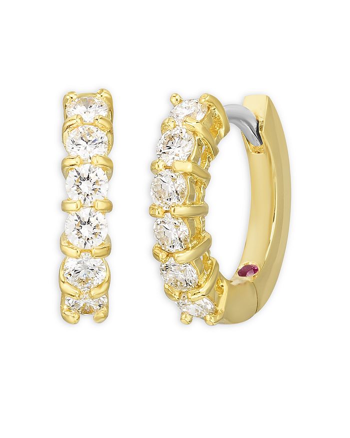 Shop Roberto Coin 18k Yellow Gold Perfect Diamond Hoop Earrings