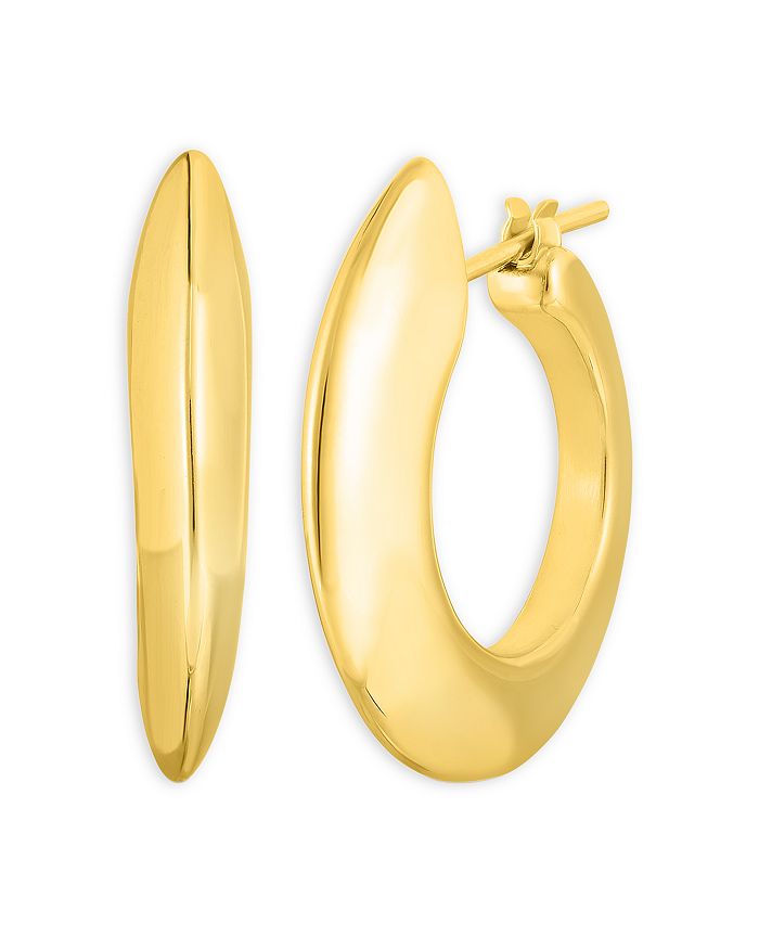 Shop Roberto Coin 18k Yellow Gold Oro Classic Edged Hoop Earrings