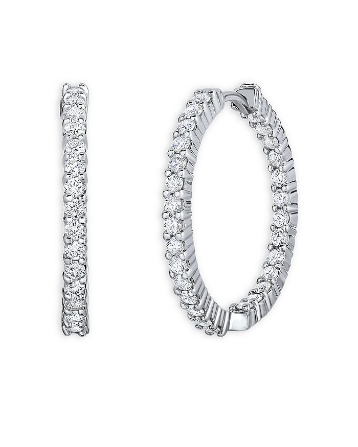 Shop Roberto Coin 18k White Gold Perfect Diamond Inside Out Hoop Earrings