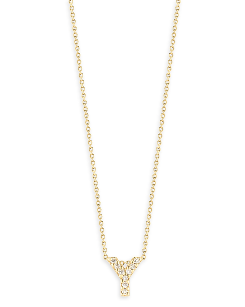 Roberto Coin 18K Yellow Gold and Diamond Initial Love Letter Pendant Necklace, 16