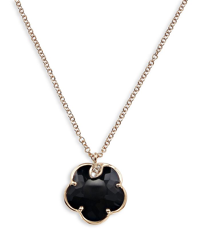 Shop Pasquale Bruni 18k Rose Gold Petit Joli Black Onyx And Diamond Pendant Necklace, 16.75 In Black/rose Gold