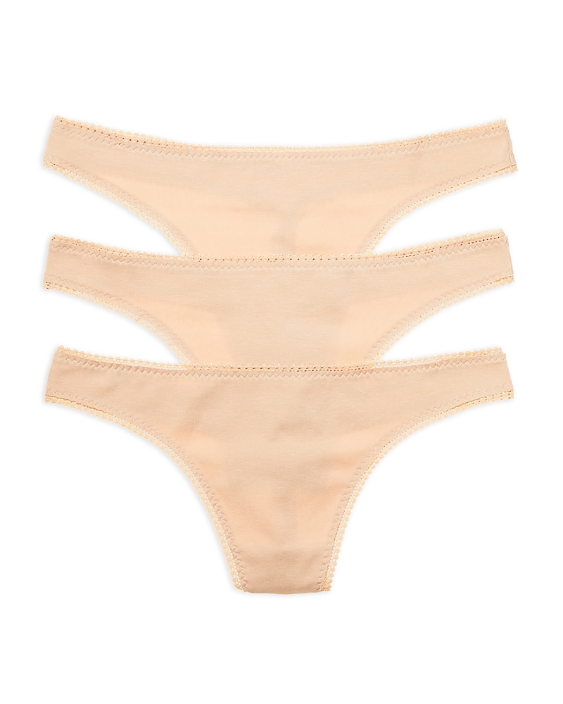 On Gossamer Cabana Cotton Blend Hip-g Thongs, Set Of 3 In Neutral