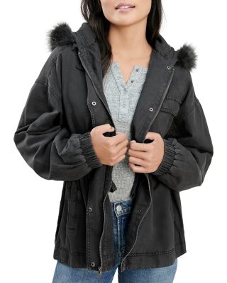 faux fur trim anorak