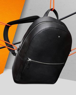 Montblanc Meisterstuck Soft Grain Leather Medium Backpack In Black