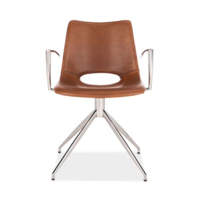 Dawn Midcentury Modern Leather Swivel Office Arm Chair