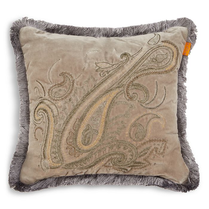 Etro Kasbath Embroidered Cushion In Smoke