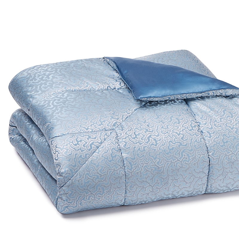 Gingerlily Coral Fern Eiderdown Coverlet, Queen In Blue