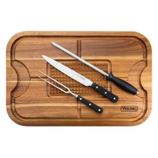 Viking Acacia Board and 3 Pc. Carving Set | Bloomingdale's Home