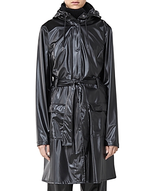 Rains Black High-shine Rubberised Raincoat In Shiny Black