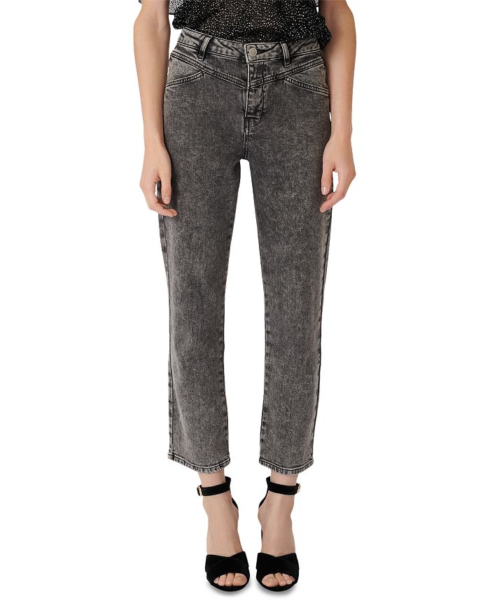 Maje Pierre High-Rise Acid-Washed Jeans in Anthracite | Bloomingdale's