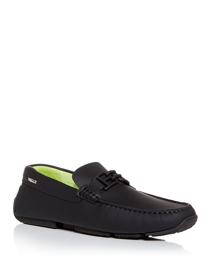 Bally Men's Parsal Moc Toe Loafers In Black/lime