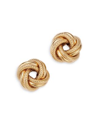 14k yellow gold knot stud earrings