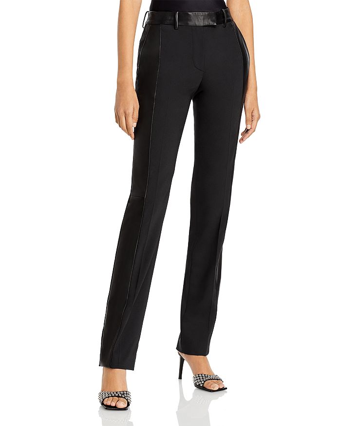 Leather online trim pants